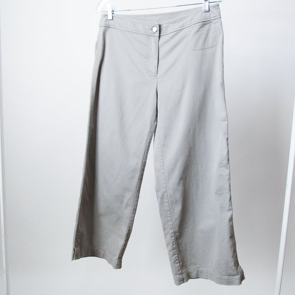 EILEEN FISHER GRAY Trousers Wide Leg Cropped Ankle Chinos Size/Small Womens